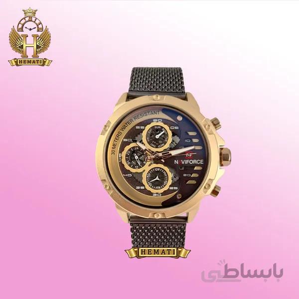 ساعت مچی مردانه نیوی فورس Naviforce NF9110M بند حصیری نسکافه ای