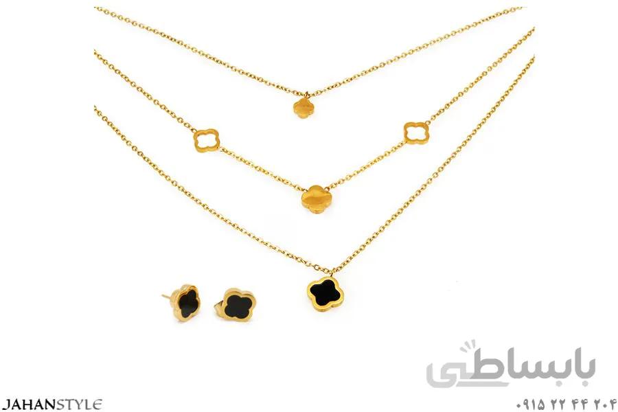 نیم ست استیل طلایی ظریف