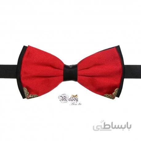 پاپیون سری مندو - مردانه (قرمز براق و سیاه لبه فلزی)