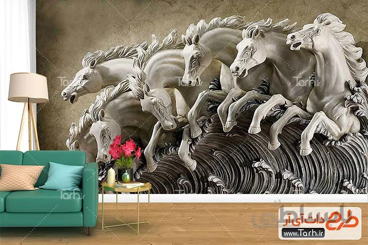 کاغذ دیواری فانتزی طرح اسب