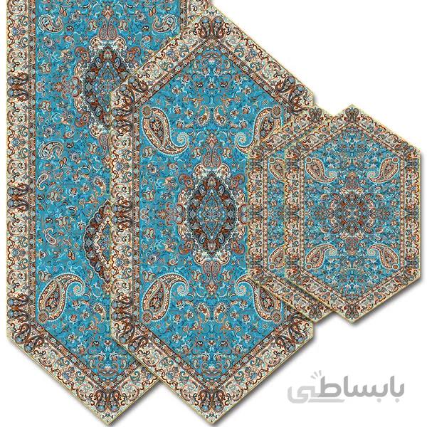 رومیزی مربع ترمه طرح سالار مشکی ابریشم کد 710 کد 410596