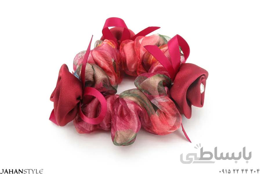 کش مو فانتزی گلدار قرمز