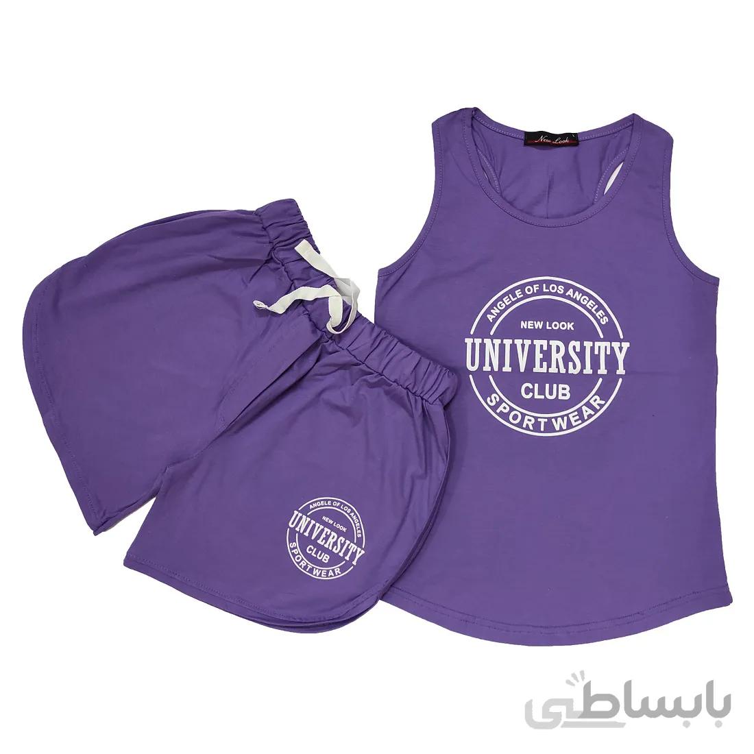 ست تاپ و شورتک زنانه طرح UNIVERSITY کد 04