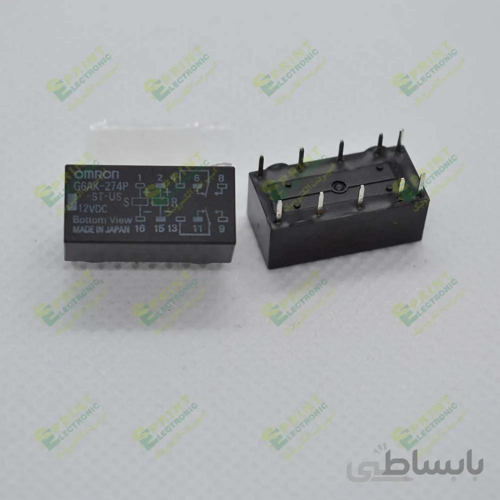 رله 12 ولت مخابراتی لچ 10 پایه 1 آمپر Omron G6AK-274P-ST-US-12VDC