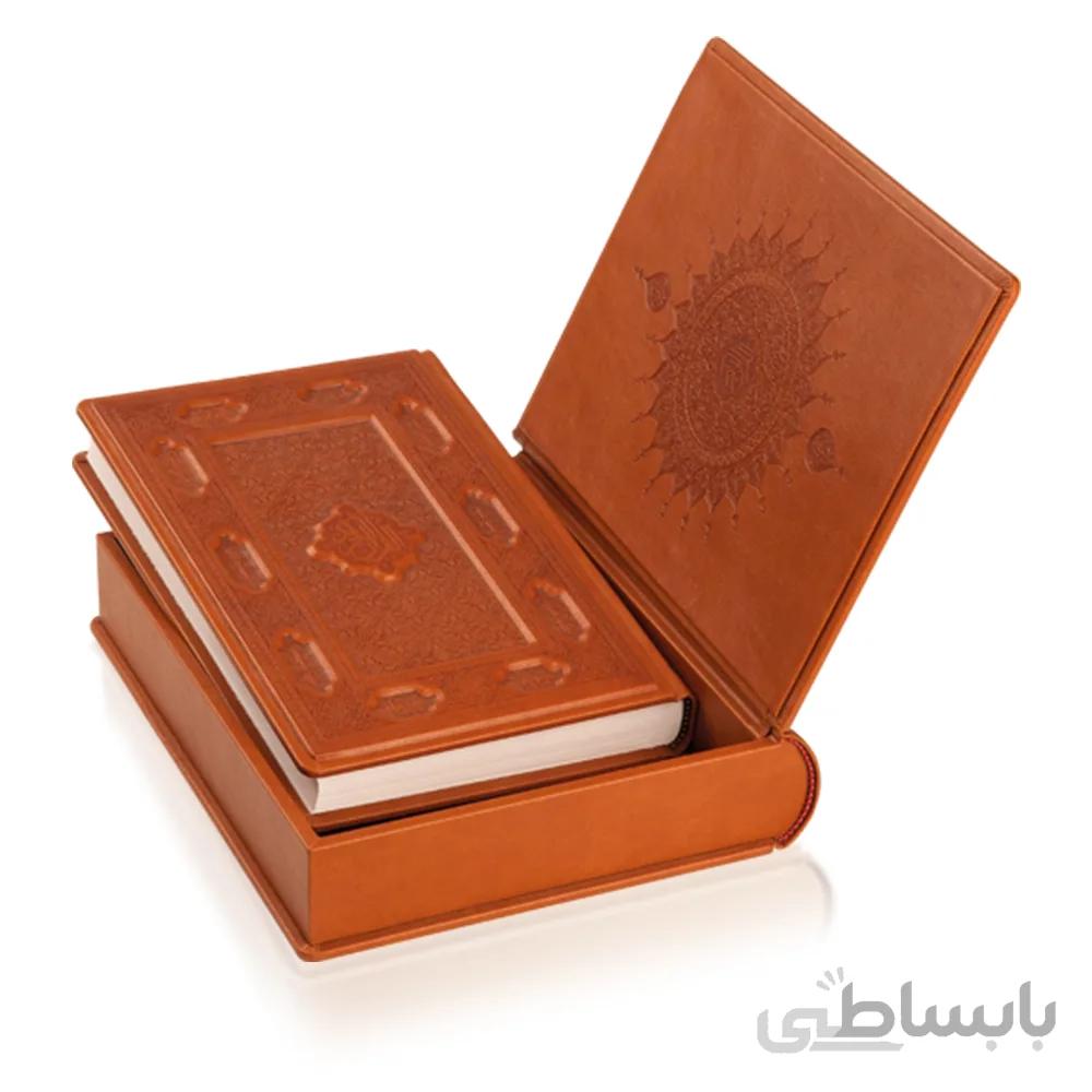 قران خاتم وزیری چرم مصنوعی نقش برجسته با جعبه صندوقی
