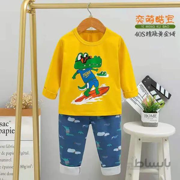 بلوز شلوار راحتی بچه گانه طرح تمساح سبز ا 2PCS Baby Boys Clothing Set-B2282