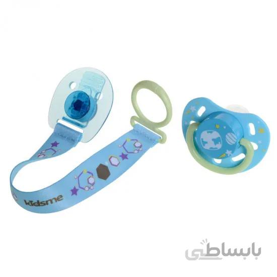 پستانک ارتودنسی کیدزمی با بند پارچه ای سایز S رنگ آبی Kidsme