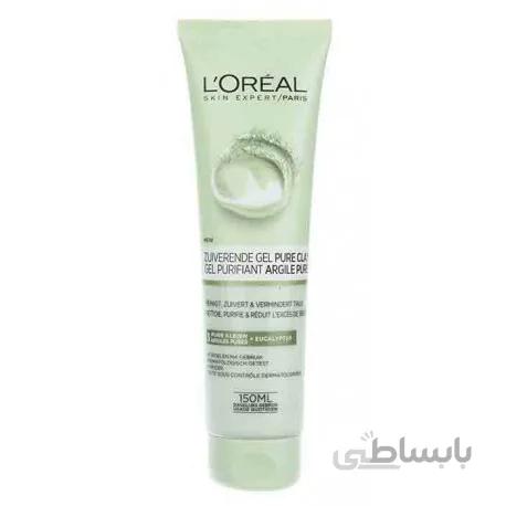 ژل شستشوی خاک رس مات کننده و پاک كننده عميق پوست لورال پاریس مدل Pure Clay حجم 150 میل