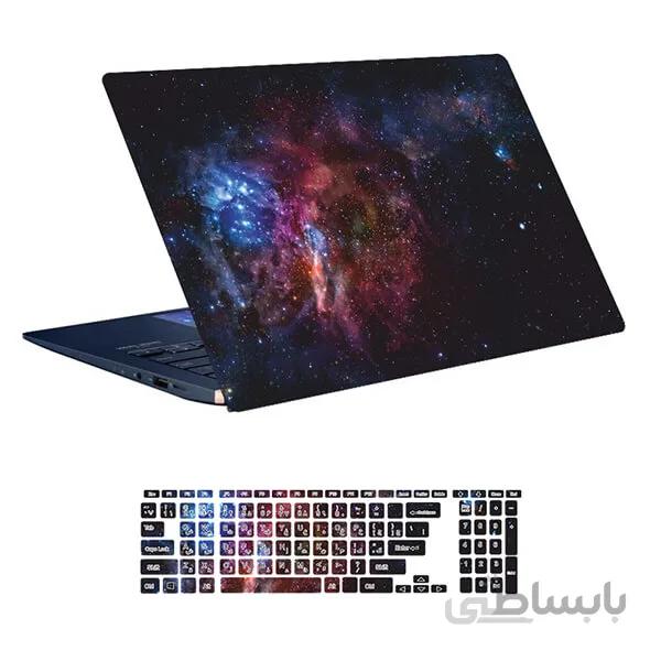 اسکین لپ تاپ طرح Space کد ۱۴۰ به همراه استیکر کیبورد