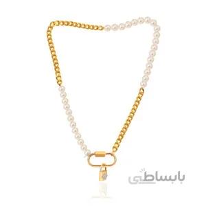 گردنبند طلا طرح کارتیه با مروارید و قفل مارلا آرون کد XN415