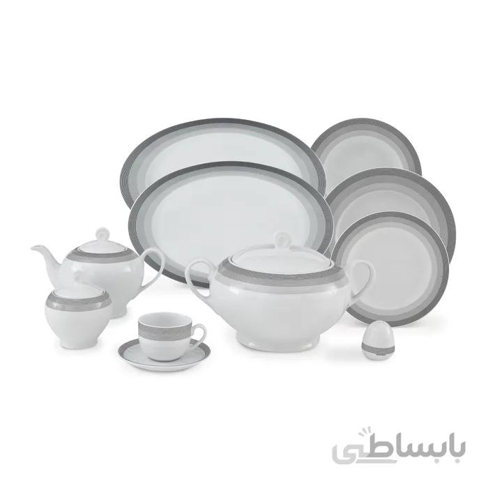 سرویس چینی 102 پارچه چینی زرین سری ایتالیا اف مدل سیلور لاینر