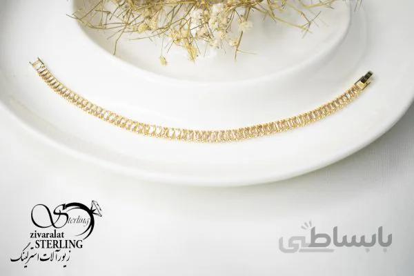 دستبند زنانه طرح جواهر طلایی