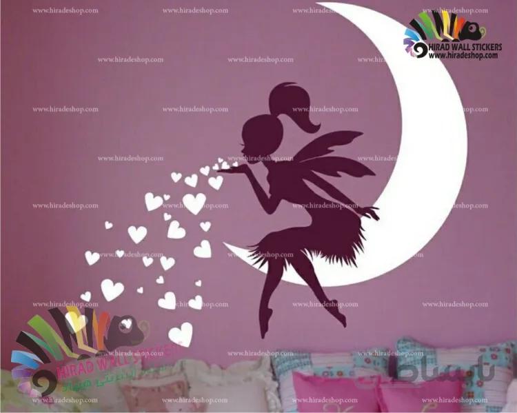 استیکر دیواری اتاق کودک فرشته روی ماه Angel On The Moon Wallstickers کد h729