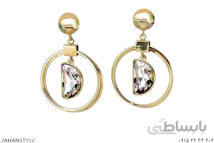 گوشواره فشن پایه نقره طلایی دخترانه