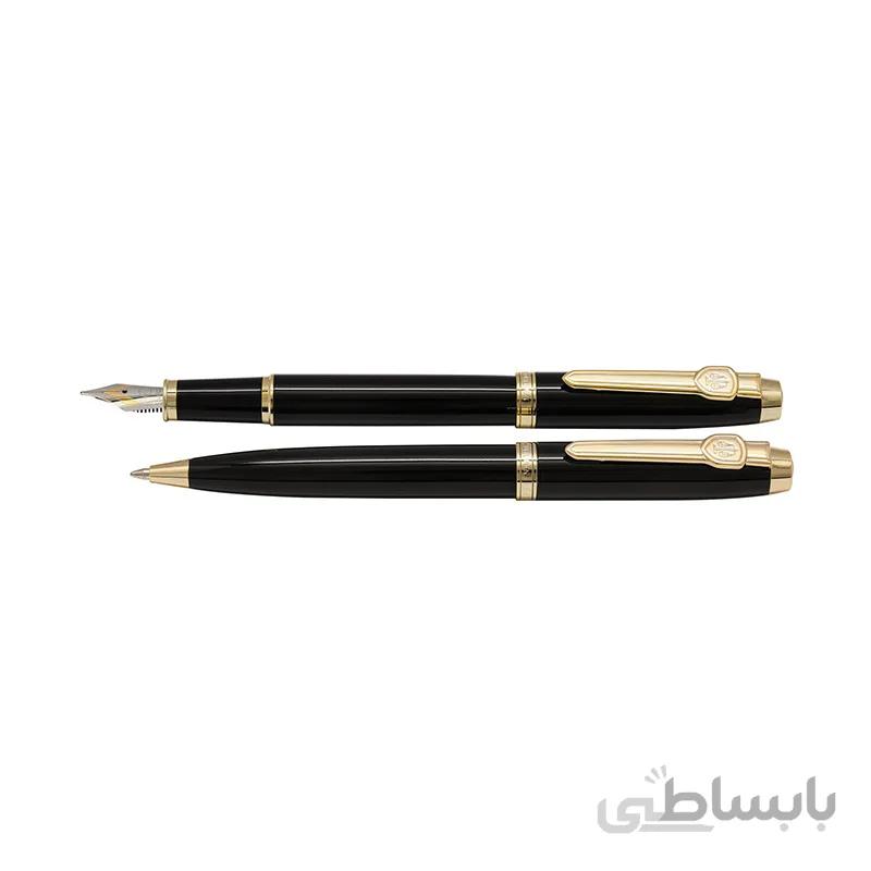 ست جفتی خودکار و خودنویس یوروپن LEX مشکی گیره زرد