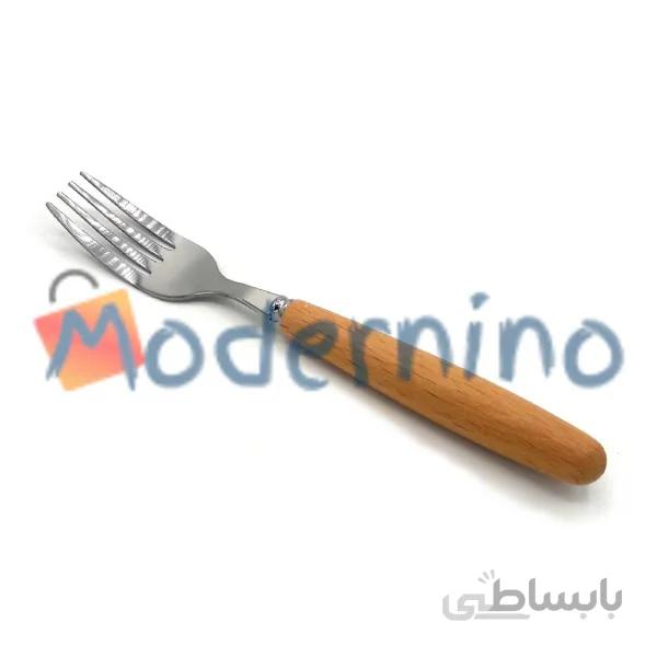 چنگال میوه خوری استیل دسته چوبی