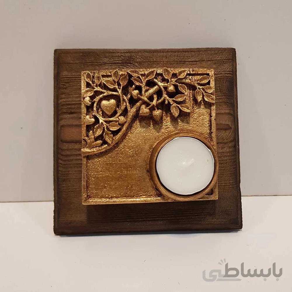 جاشمعی طرح گل با پایه چوبی