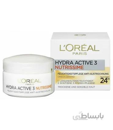 کرم روز سرامید سوپر ابرسان و ضد چروک هیدرا اکتیو لورال پاریس اصل ا L'ORÉAL PARIS Tagescreme Hydra Active 3 Nutrissime, 50 ml