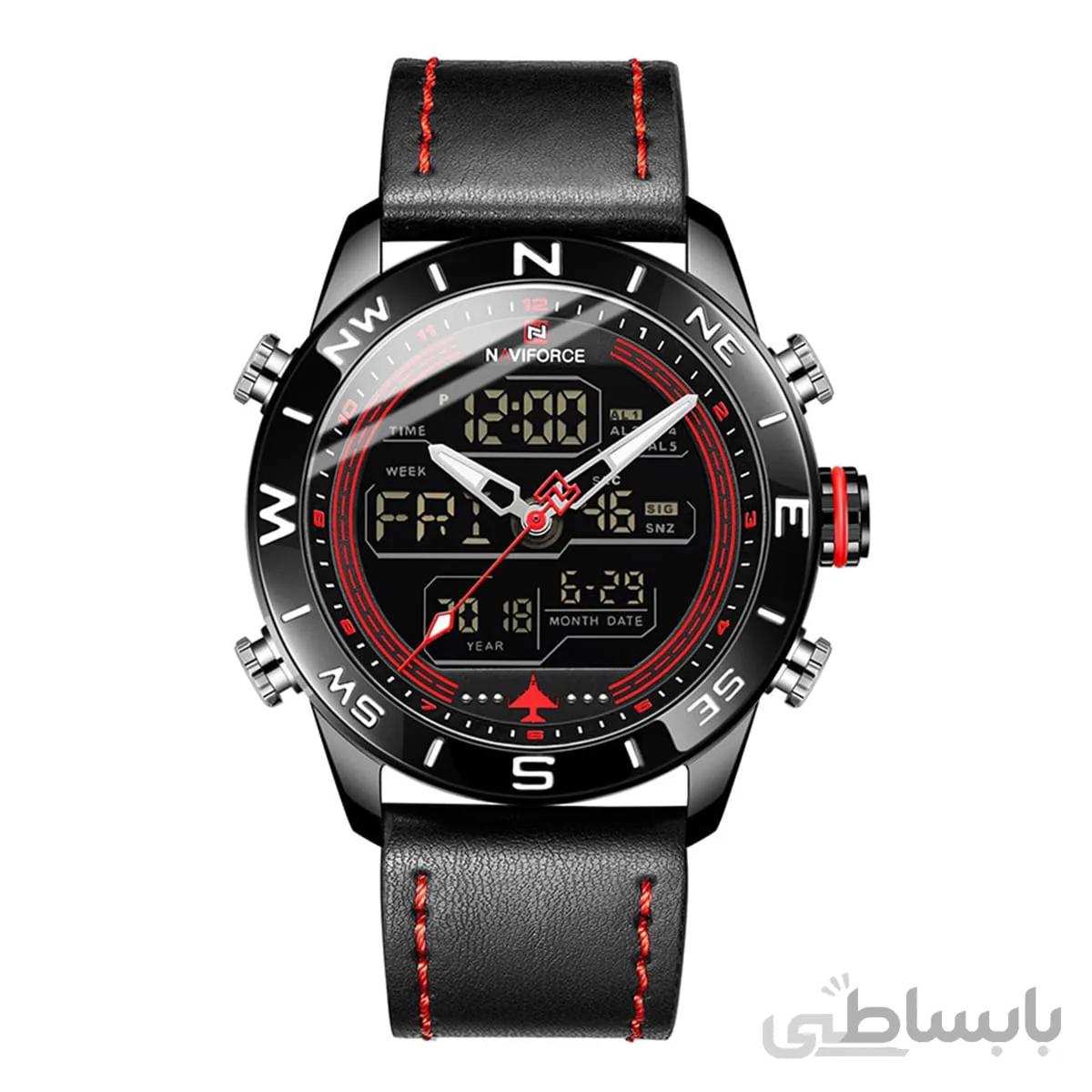 ساعت مچی نیوی فورس مردانه مشکی قرمز مدل Naviforce 9144