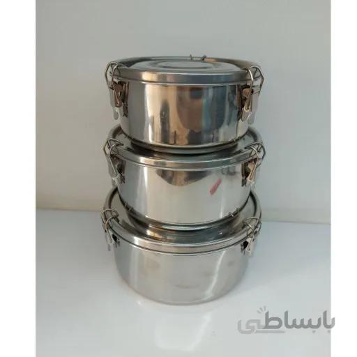 ظرف غذای استیل سه طبقه کیفیت بالا جنس ظرف غذا سه تایی