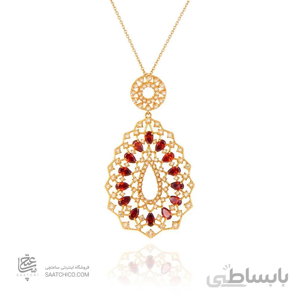 آویز طلا زنانه طرح اسلیمی با سنگcz کد CP319