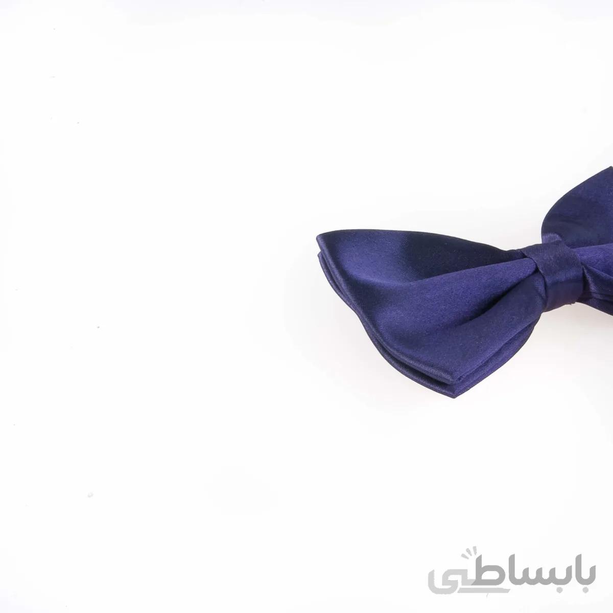 پاپیون ساده مردانه ساتن رنگ سرمه ای BT1061