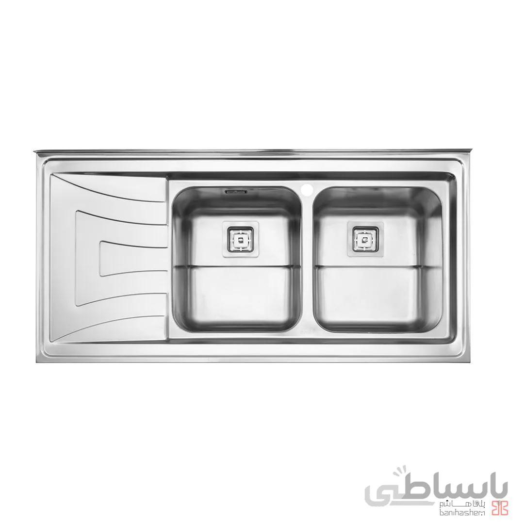 سینک ظرفشویی توکار استیل البرز ا Steel Alborz Double Bowl Sink 736