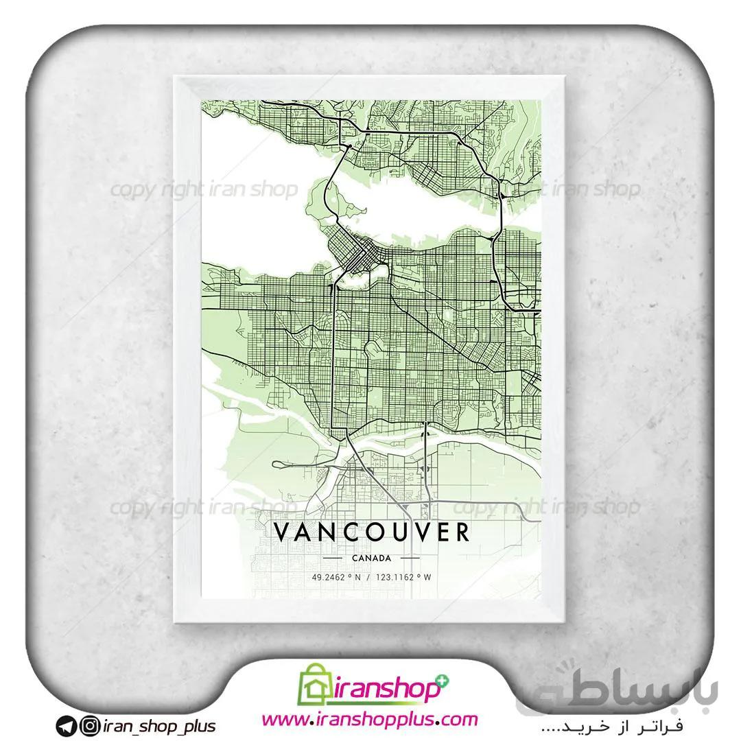 تابلو نقشه شهر ونکوور با تم City Map Green