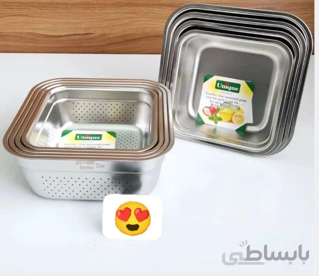 لگن و آبکش چهار گوش یونیک