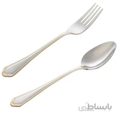سرویس 57 پارچه قاشق و چنگال مدل ونیز دور طلایی ناب استیل