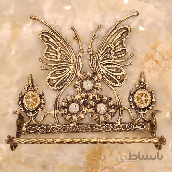 جا حوله ای برنزی طرح پروانه سیاه قلم کد ۲۴۳