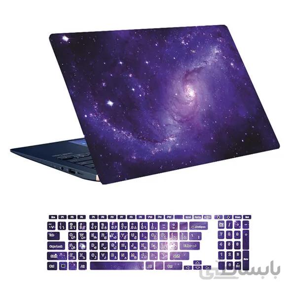 اسکین لپ تاپ طرح Space کد ۱۲۲ به همراه استیکر کیبورد