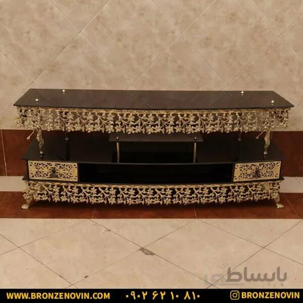 میز تلویزیون برنز صفحه شیشه ای طول ۱۴۰