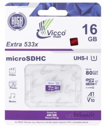 کارت حافظه microSDHC ویکو من مدل Extre 533X کلاس 10 استاندارد UHS I U1 سرعت 80MBps ظرفیت 16 گیگابایت ا Vicco Man Extre533X UHS-I U1 Class 10 80MBps microSDHC Card With Adapter 16GB