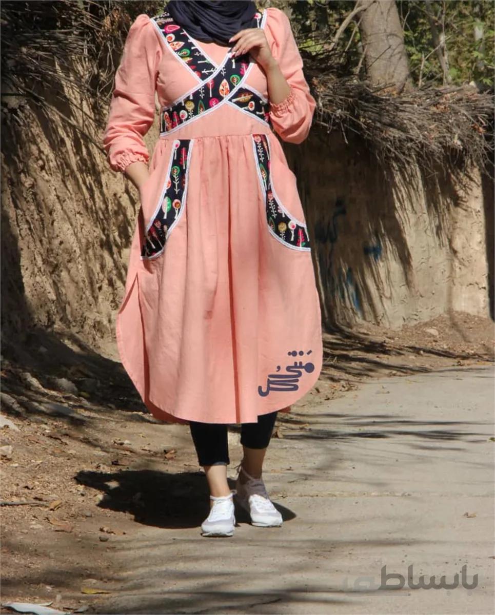 مانتو سنتی جلو بسته گلبهی ا traditional pink manto