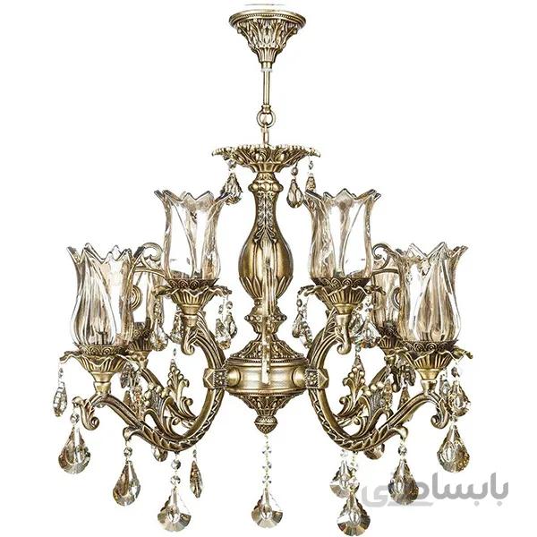 لوستر دایکاست ۸ شعله چشمه نور مدل M3581/4-4-A آنتیک