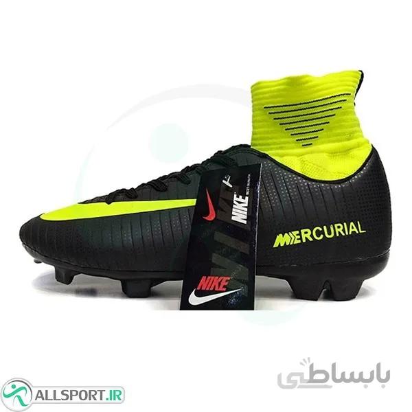 کفش فوتبال نایک مرکوریال ساقدار طرح اصلی مشکی فسفری Nike Mercurial 2018