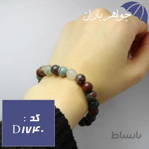 دستبند سنگ خون اصل کشی کد D_1740