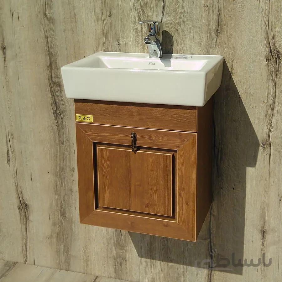 روشویی کابینتی آتیلا طرح چوب (روکش آنتیک چام) – دیواری