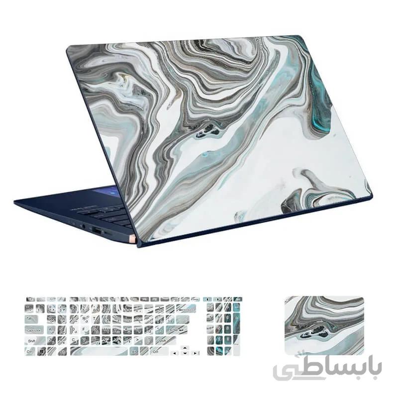اسکین لپ تاپ طرح Marble کد ۹۲ به همراه استیکر کیبورد