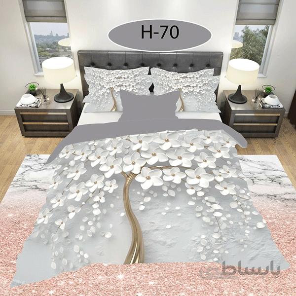 روتختی سه بعدی ساتن ابریشم ترک طرح گلدار - کد H 70