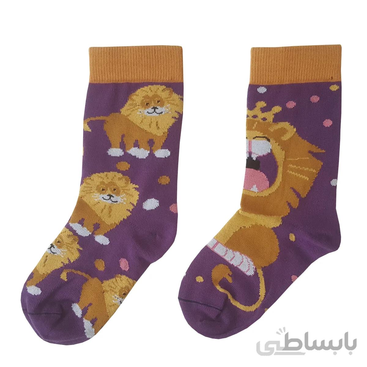 جوراب پسرانه فانتزی طرح سلطان جنگل تمام نخ کد PH427