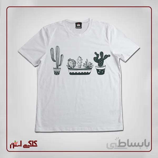 تیشرت سفید طرح کاکتوس CF1002