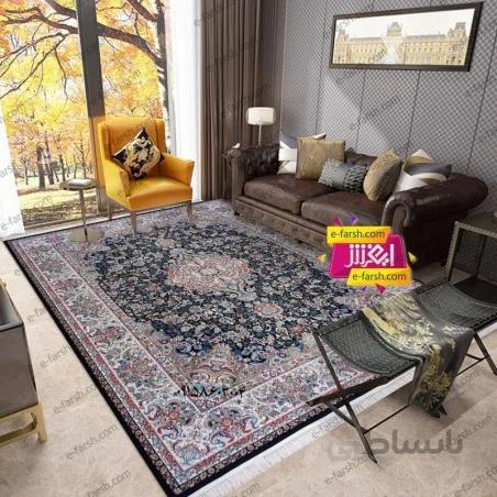 فرش ماشینی مشهد طرح 802026 سورمه ای