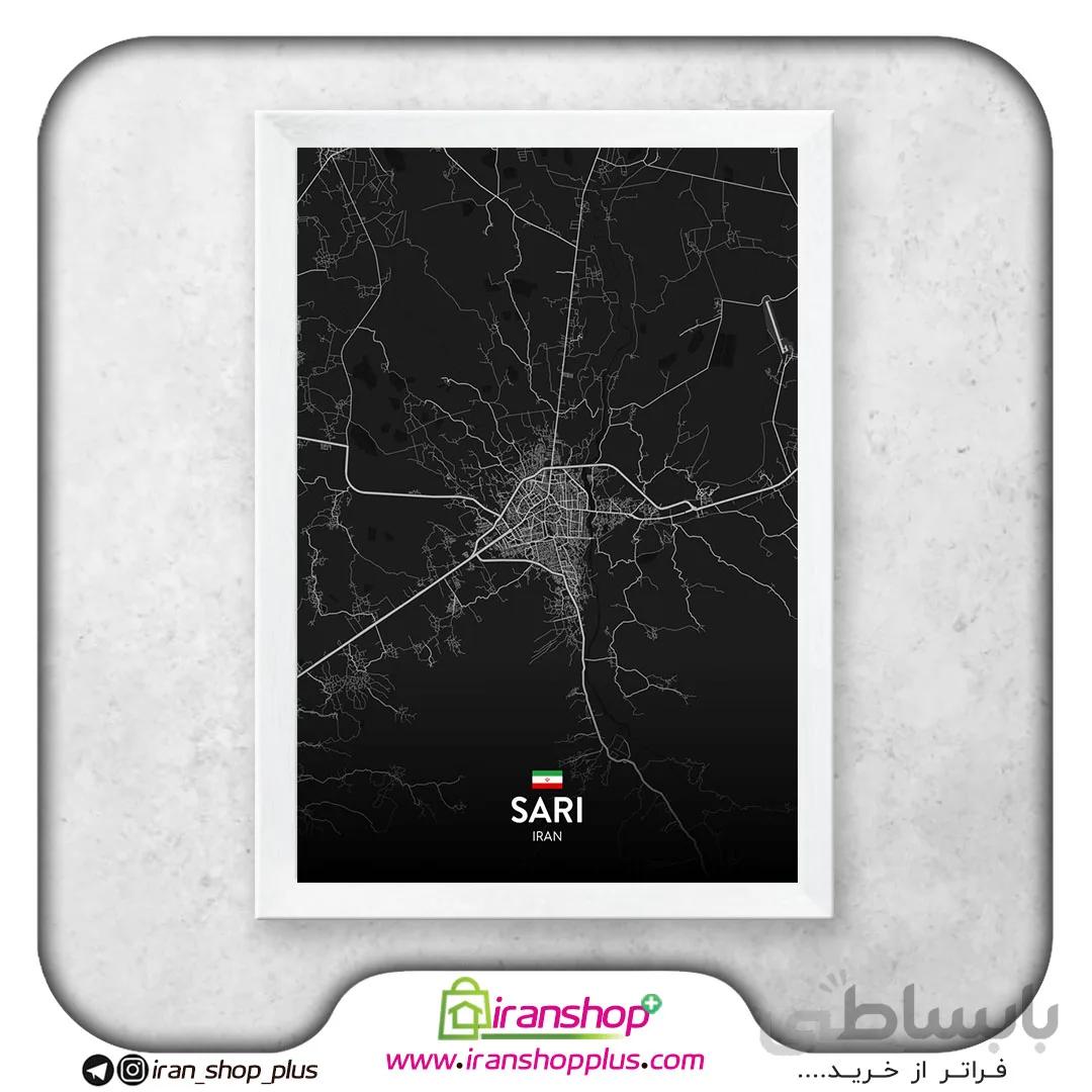 تابلو نقشه شهر ساری با تم Dark