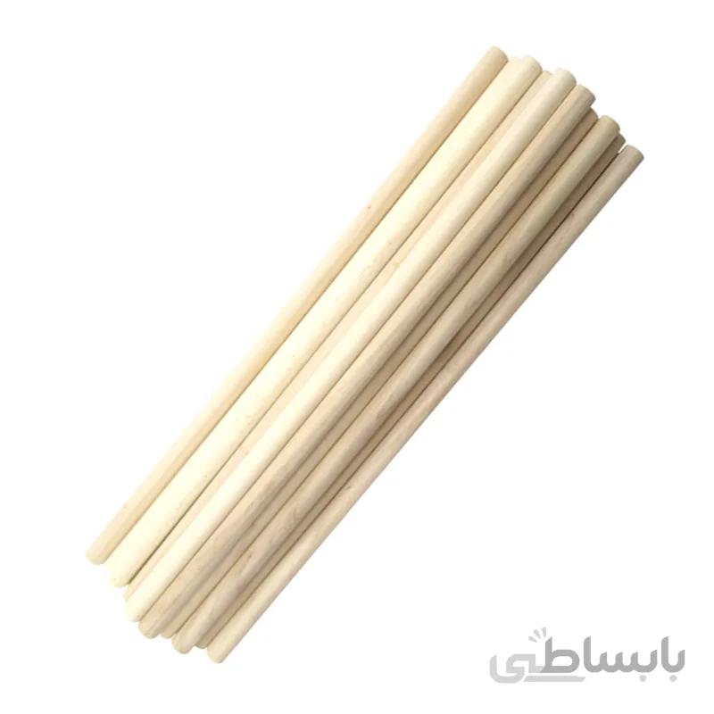 میله چوبی گرد قطر 6 میلیمتر طول 14سانتیمتر بسته 15 عددی