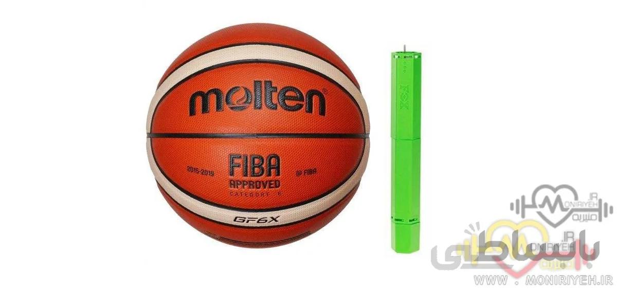 توپ بسکتبال molten مدل GF6X به همراه تلمبه فاکس