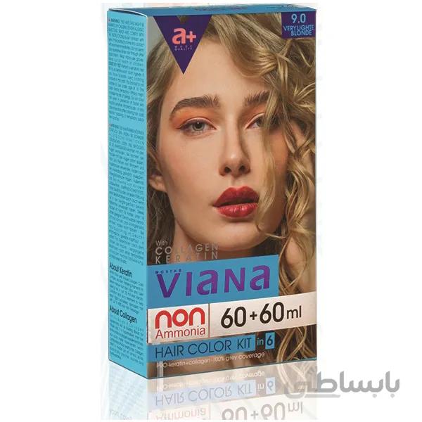 کیت رنگ مو ویانا Viana شماره 9 0 بلوند خیلی روشن حجم 120 میل