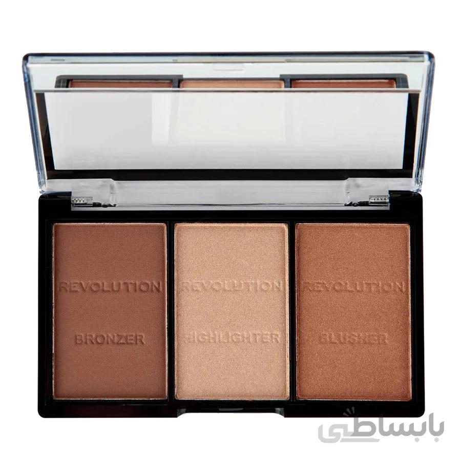 پالت سه کاره رژگونه، هایلایتر و برنزر رولوشن Ultra Light C04