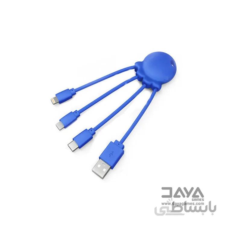 کابل تبدیل USB به Micro-USB /USB-C /Lightning زوپر مدل اختاپوسی
